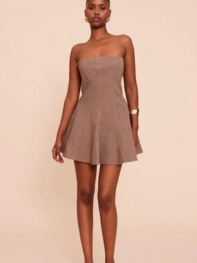 chinese dress ladies Caris Modal Long-Sleeve Laced Bra Mini Dress in Chocolate Brown main image 0